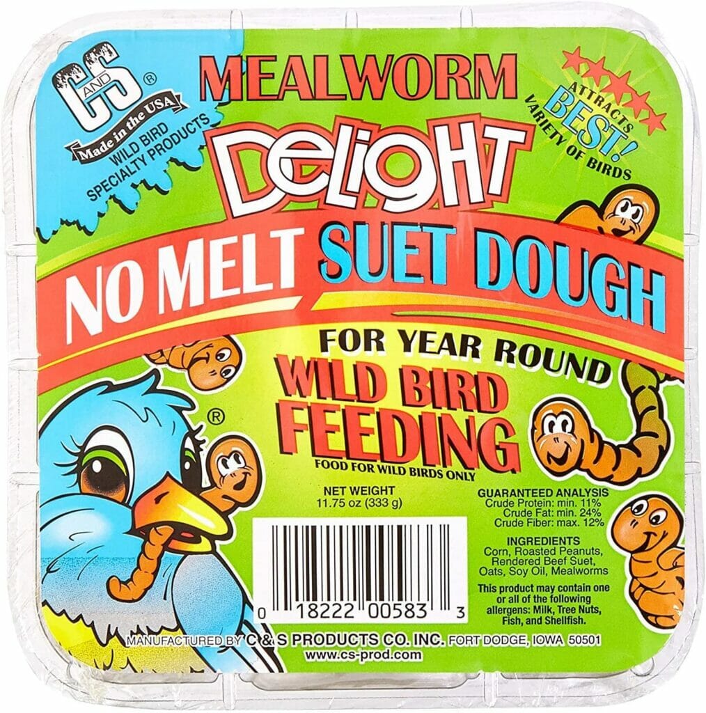 C&S Mealworm Delight No Melt Suet Dough Wild Bird Food